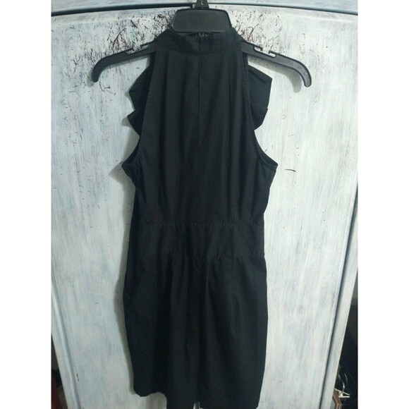 Express Ruffled Vneck Dress Sz 4 Black Boho Cottage Core Feminine - Picture 4 of 9